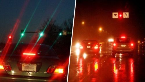 На картинке слева изображено как видит человек с астигматизмом, а справа - с нормальным зрением